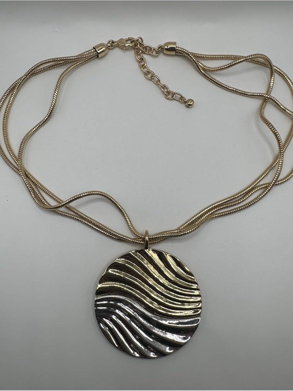 Vintage Style Mixed Metal Round Medallion Statement Necklace 22"